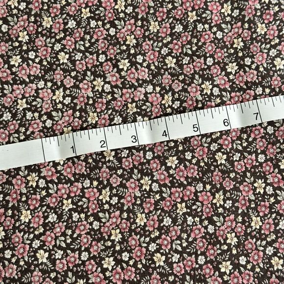 Vintage Beautiful Calico Fabric Dusty Rose Tan on Brown Cotton Fabric 34 x 44.5" - Picture 1 of 3